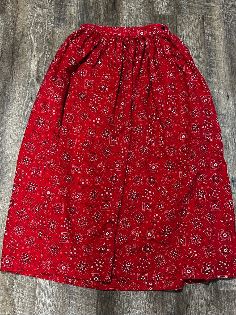 Vintage Handmade Red Bandana Skirt Cranston Print Works Company Fabric XS Small